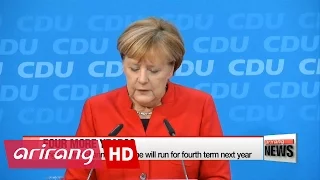 Germany's Angela Merkel announces she'll run for fourth term