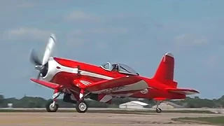 Oshkosh AirVenture 2008  - F2G Super Corsair F-22 V-22 Osprey Duggy DC-3 warbirds show Wall Of Fire