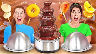 DESAFIO DA FONTE DE CHOCOLATE || Chocolate VS Comida de Verdade por 24 Horas por 123 Go! CHALLENGE