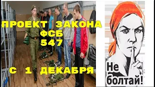 Проект закона ФСБ 547 о мобилизации. Не болтай об этом с 1 декабря 2022 года. Секретная мобилизация.