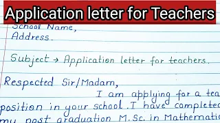 Application Letter for the Post of Teacher | Application for teaching job