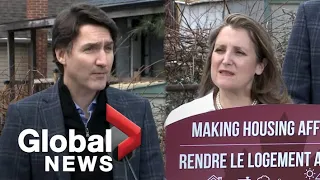 Trudeau, Freeland discuss 2 year ban on foreign buyers purchasing homes in Canada | FULL