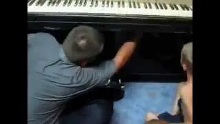 Children deletes dust from piano. maxim_tuner. Дети помогают разобрать пианино.