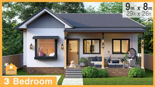 Relaxing & Practical use of Small Space | 3 Bedroom |9 x 8 meters (29 x 26ft) Low Cost House Design