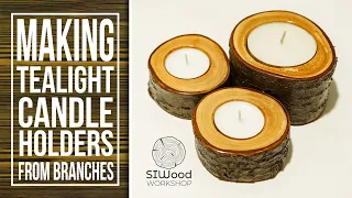 Simple woodworking project  Making tealight candle holders from branches