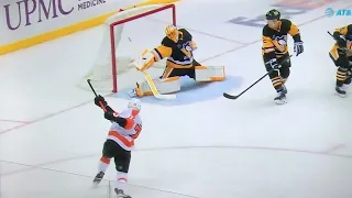 Casey DeSmith w/ blocker & the top of his stick save.