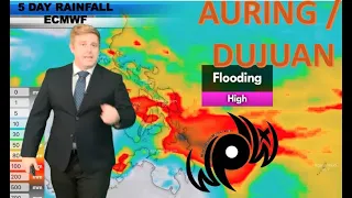 Tropical Storm Auring / Dujuan Nearing Landfall in Mindanao.