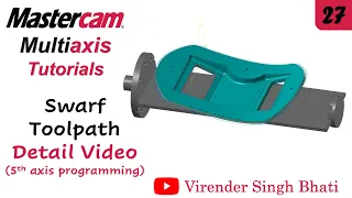 Swarf Toolpath || Mastercam Multiaxis Programming || how to learn 5 axis programming in Mastercam