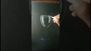 drawing a glass using white charcoal pencil on black paper😶 .. #shorts #short