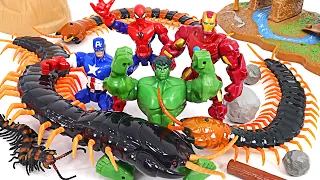 Marvel Avengers Hulk, Spider-Man, Iron Man! Defeat Thanos, giant centipede army! | DuDuPopTOY