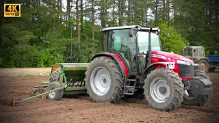 Трактор Massey Ferguson 6713 с навесной сеялкой Amazone D9 4000 - посевная 2020