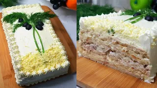 Закусочный Торт на Новогодний Стол // Cake with Tuna and Cream Cheese