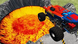 Monster Truck vs Giant Pit Car Crashes & Destruction #9 – BeamNG.Drive