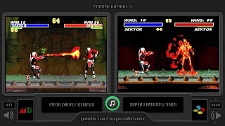 Mortal kombat 3 (Sega Genesis vs Snes) All Fatalities Comparison  (Side by Side)