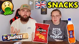 Americans Try BRITISH Snacks For The FIRST TIME! *SHOCKING*