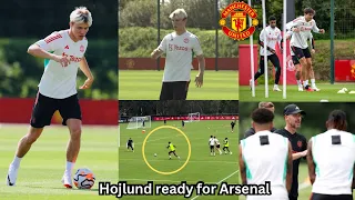 {video} Man United training today 🔥,Hojlund ready for Arsenal, Sancho, Rashford, Antony, Bruno.