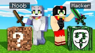 ¡ESPADA NOOB vs ESPADA HACKER! 🤯😱 DESAFÍO de LUCKY BLOCK en MINECRAFT - ACENIX con INVICTOR