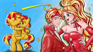 My Little Pony Sunset Love Couple Story | Transformation Animation Cartoon | Annie English