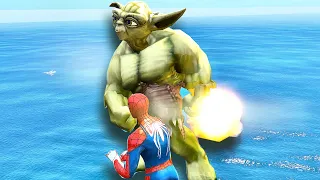 GTA 5 Water Ragdolls SPIDERMAN VS YODA HULK (GTA5 Superhero Battle, Euphoria Physics, Jumps & Fails)