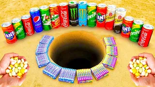 Experiment: Coca-Cola, Pepsi, Monster, Fanta, Mirinda, Sprite & Popular Sodas vs Mentos Underground