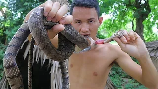 How to Cooking skill Snake with Bamboo shoots soup in my village - factory food village