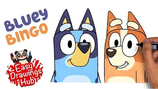 How to draw Bluey and Bingo from Bluey - Easy Drawing