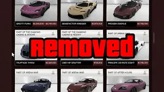 186 cars REMOVED from GTA Online