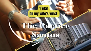 Cartier Santos. 1 year on my wife's wrist.