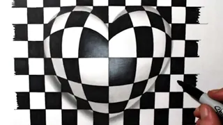 How to Draw a 3D Heart Checkerboard | Cool Trick Art Optical Illusion