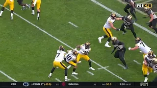 Iowa players run into each other in the backfield