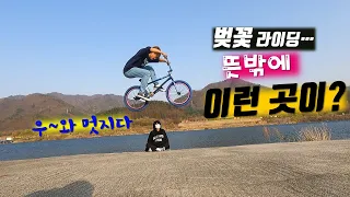 벚꽃 구경하러 갔다가 상상도 못한 곳을 발견했습니다!!  (BMX 자전거 여행)