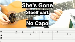 She's Gone Guitar Tutorial No Capo (Steelheart) Melody Guitar Tab Guitar Lessons for Beginners