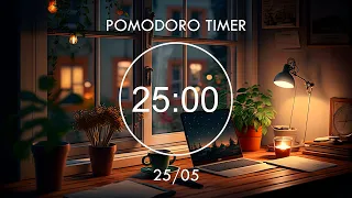 25/5 Pomodoro Timer ~ 8 x 25 min • Studying with Me At Cozy Room with Lofi Mix 🎵Focus Station
