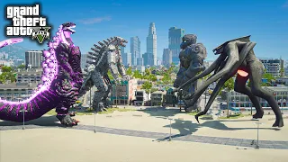Shin Godzilla, Mechagodzilla Vs Female Muto, Mecha kong Epic Battle ( GTA V Mods )