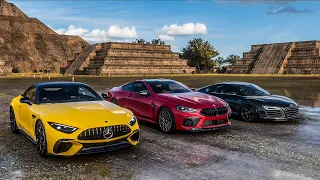 Forza Horizon 5 Drag Race: Mercedes-AMG SL63 vs BMW M8 Competition vs Audi R8 V10 Plus 5.2 (2013)