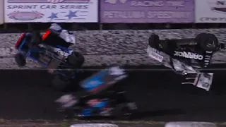 Tanner Carrick and Chase Majdic flip on opening lap at Petaluma April 11th 2021