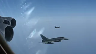 B-52 Stratofortress intercepted by Eurofighters of Italian Air Force