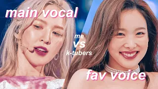 me vs k-tubers: main vocal vs favorite voice in each kpop girl group