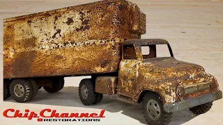 1955 Tonka Green Giant Brand Green Bean Semi Truck and Trailer Restoration