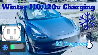 Charge Tesla Model 3 in Cold Winter Weather on regular 110 / 120V outlet?!