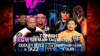 Kane & The Undertaker w/ Sara & Tajiri vs The Dudley Boyz & Tazz 6 Man Tag Team Match 7/19/01