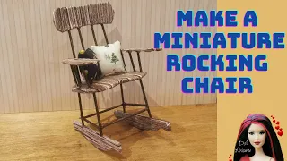 MINIATURE WORKING ROCKING CHAIR for BARBIE DOLL FREE PATTERN. DIY Tutorial How to make a mini craft