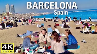 Barcelona, Weekend Sunday, Spain Walking tour - 4K Ultra HD