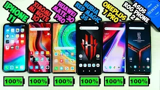 КТО ДОЛЬШЕ? 🔥 iPHONE 11, XIAOMI MI NOTE 10, HUAWEI MATE 30 PRO, RED MAGIC 3S | Battery Test