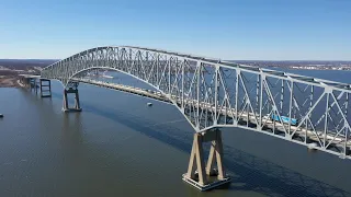 Francis Scott Key Bridge Seen From A Drone Flight At Fort Armistead Park Baltimore Maryland. Mavic 2