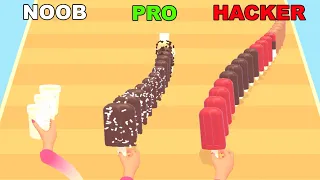 Noob vs Pro vs Hacker in POPSICLE STACK Gameplay Walkthrough Android IOS Max Level