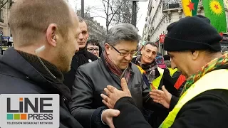 Jean-Luc Mélenchon ne veut pas se faire fouiller en manif / Paris - France 06 janvier 2018