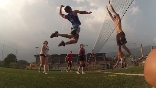 volleyball 3 meter spike during warm up  170 cm spiker