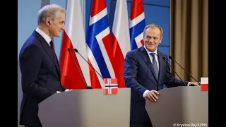 Premier Donald Tusk oraz Premier Królestwa Norwegii Jonasa Gahra Støre podczas spotkania z mediami