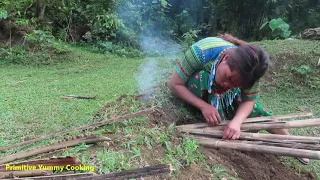 Primitive Life Solo Bushcraft - Survival Girl Cooking Eggs In Watermelon - Eating Delicious